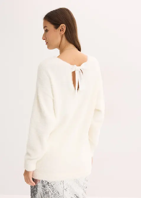 Maglione lungo in filato piumato morbido, bonprix