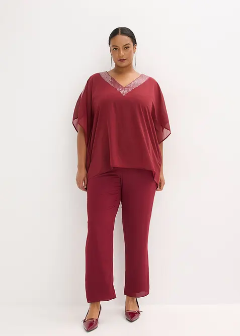 Blusa oversize con inserto di paillettes, bonprix