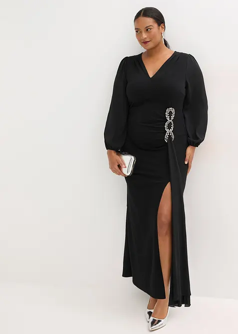 Abito lungo con applicazione di strass, bonprix