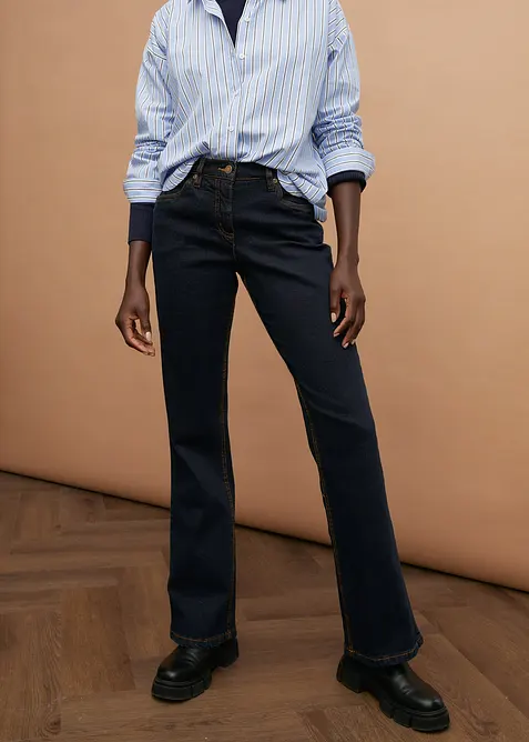 Jeans bootcut elasticizzati, vita alta, bonprix