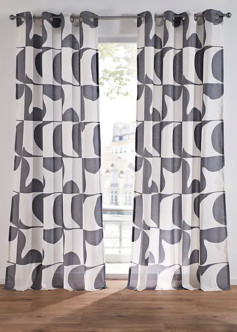 Tenda trasparente con fantasia grafica in poliestere riciclato (pacco da 1), bonprix