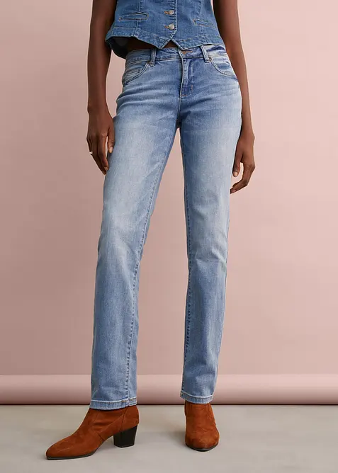 Jeans elasticizzati straight,  vita media, bonprix