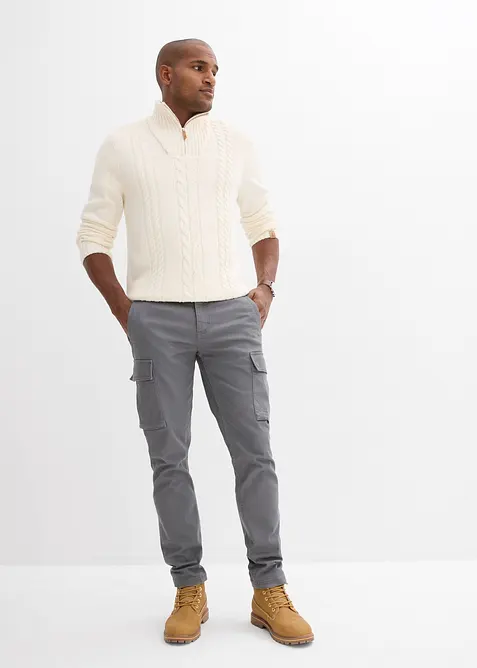 Pantaloni cargo dritti in cotone biologico robusto, vestibilità regolare, bonprix