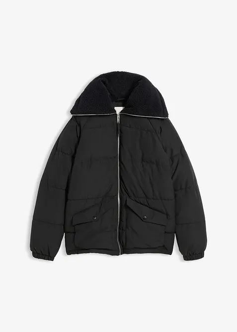 Giacca trapuntata con collo in teddy, bonprix