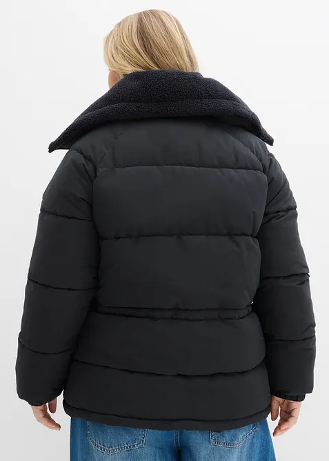 Giacca trapuntata con collo in teddy, bonprix