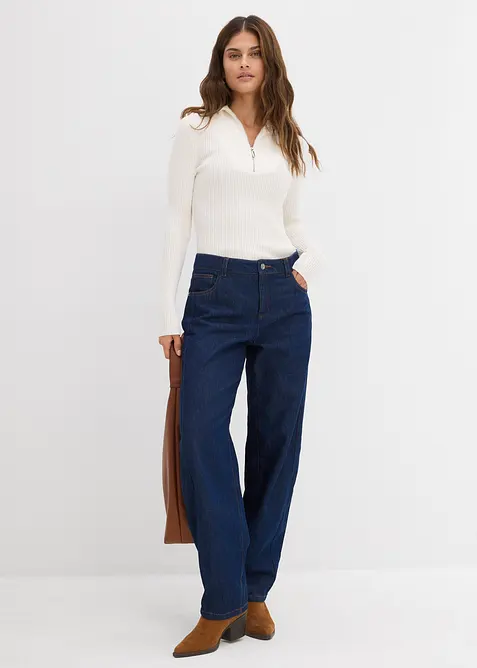 Jeans a palloncino super morbidi, vita media, bonprix