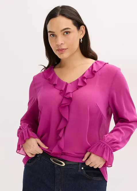 Blusa con volant, bonprix