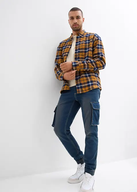 Jogger cargo di jeans con elastico in vita slim fit, straight, bonprix