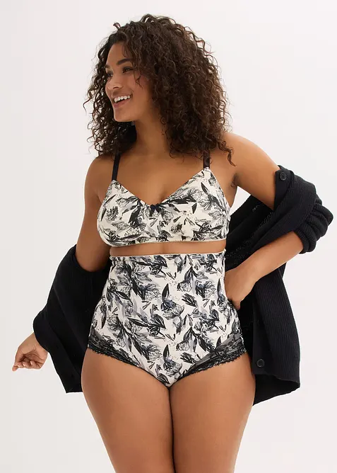 Slip contenitivo a vita alta con effetto modellante medio e pizzo, bonprix