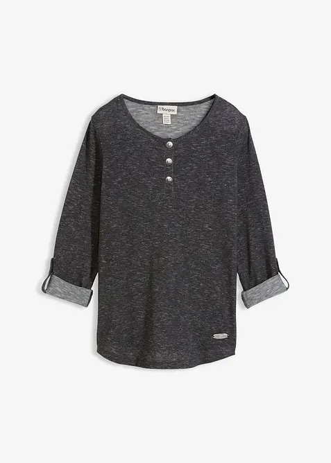 Maglia a maniche lunghe in misto cotone con bottoni, bonprix