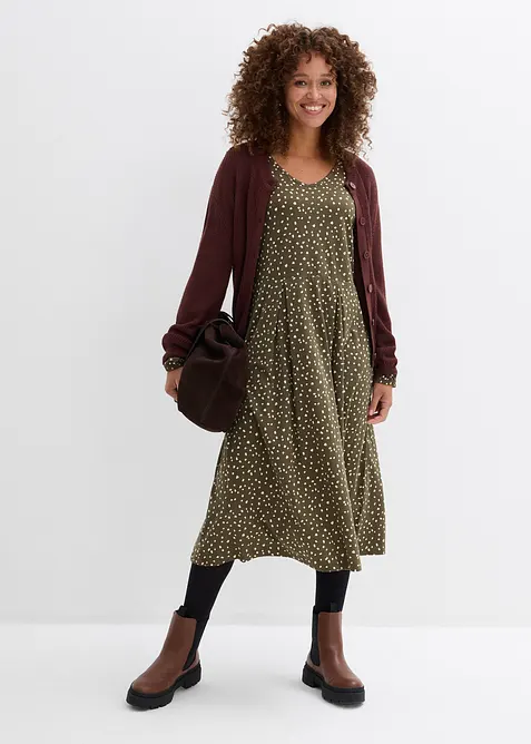 Abito midi in jersey di cotone, bonprix