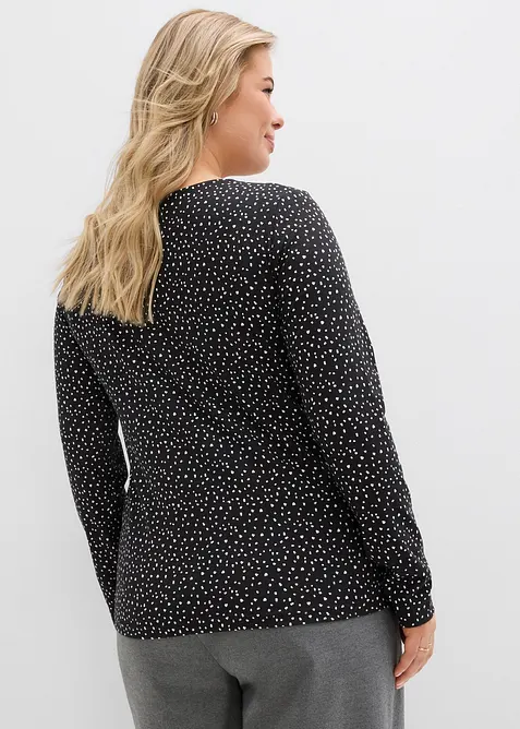 Maglia a maniche lunghe in misto cotone e viscosa (pacco da 2), bonprix