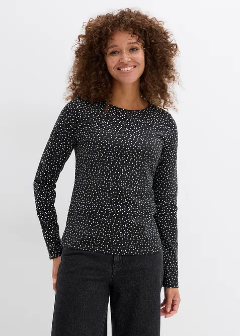 Maglia a maniche lunghe in misto cotone e viscosa (pacco da 2), bonprix