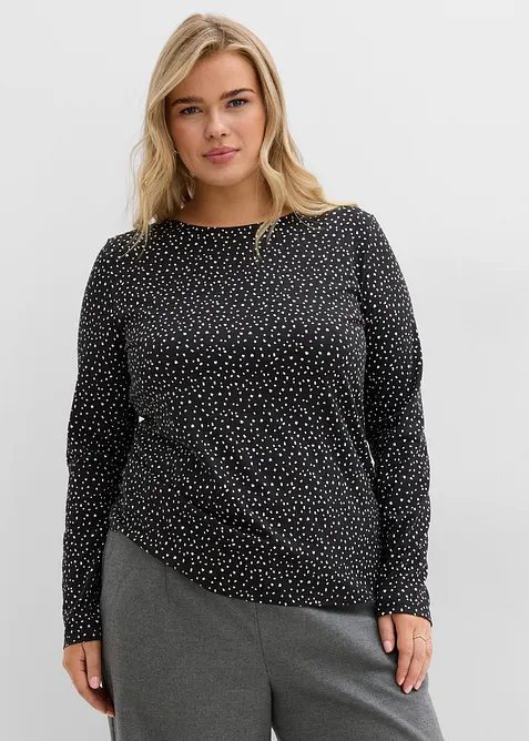 Maglia a maniche lunghe in misto cotone e viscosa (pacco da 2), bonprix