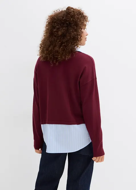 Maglione in filato fine con inserto di camicia, bonprix