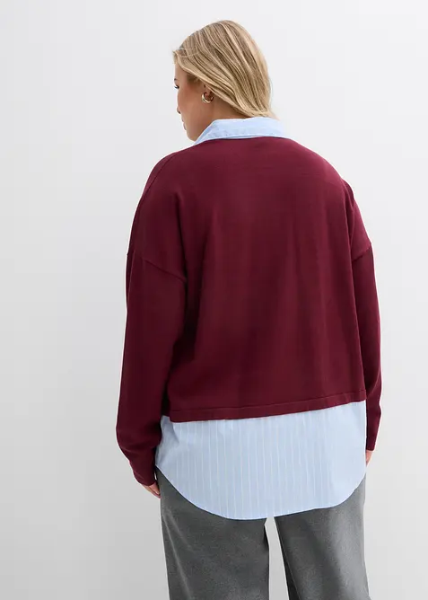 Maglione in filato fine con inserto di camicia, bonprix