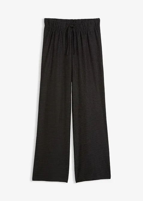 Pantaloni a righe in jersey di misto cotone con cordoncino, bonprix