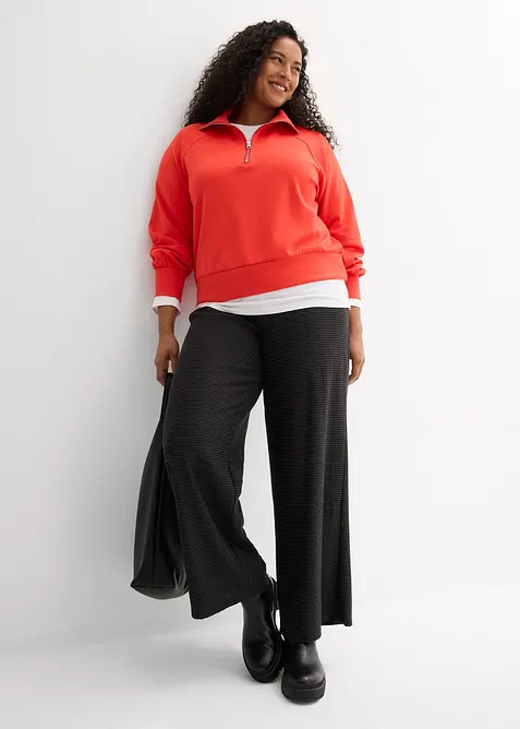 Pantaloni a righe in jersey di misto cotone con cordoncino, bonprix