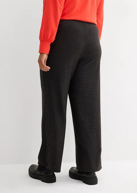 Pantaloni a righe in jersey di misto cotone con cordoncino, bonprix