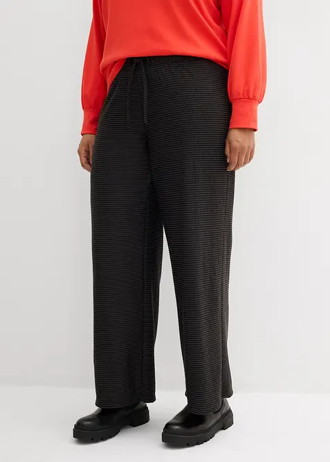 Pantaloni a righe in jersey di misto cotone con cordoncino, bonprix