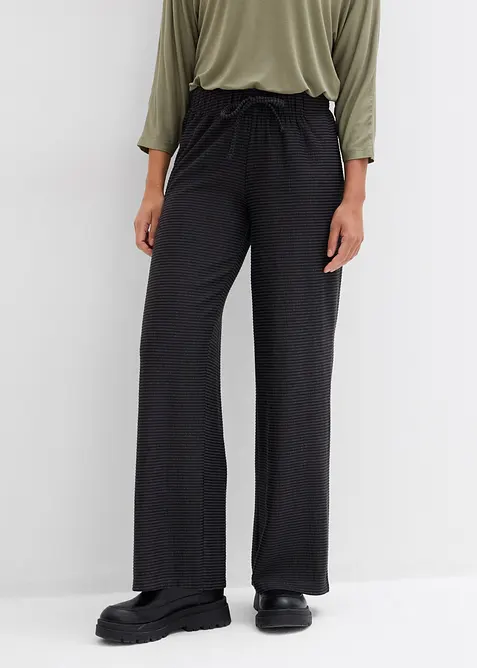 Pantaloni a righe in jersey di misto cotone con cordoncino, bonprix
