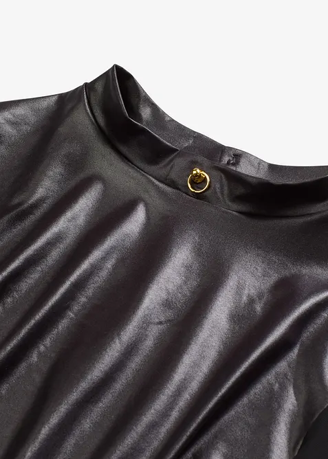 Body con perizoma ouvert in look bagnato, bonprix