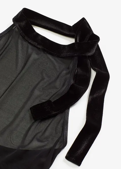 Mini abito sexy all'americana con velluto, bonprix