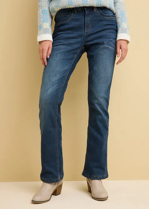 Jeans bootcut termici, vita alta, bonprix