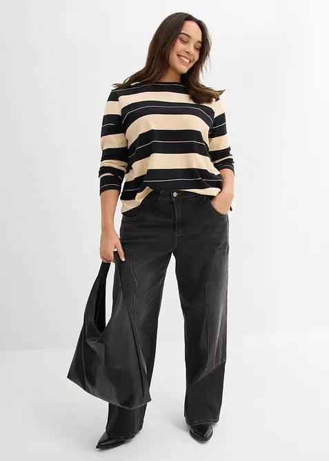 Jeans wide leg, vita media, bonprix