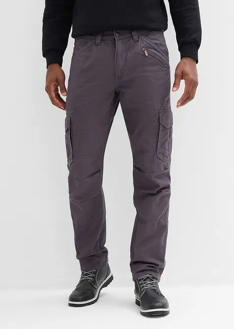 Pantaloni cargo in puro cotone relaxed fit, straight, bonprix