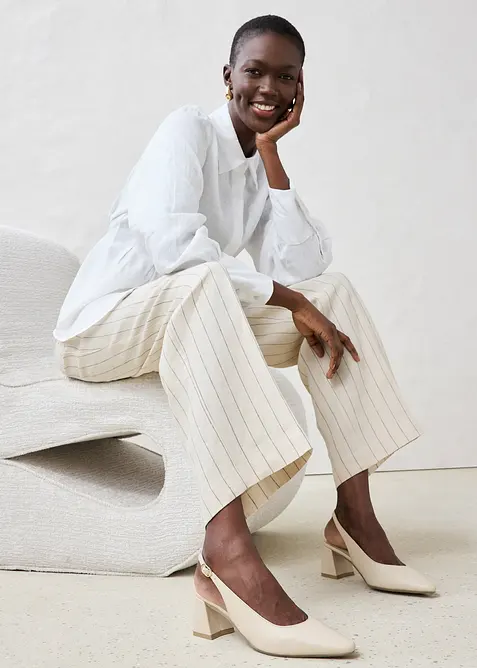 Décolleté slingback in pelle, bonprix