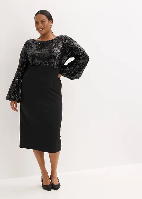 Abito midi con paillettes, bonprix