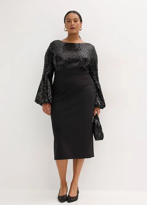 Abito midi con paillettes, bonprix