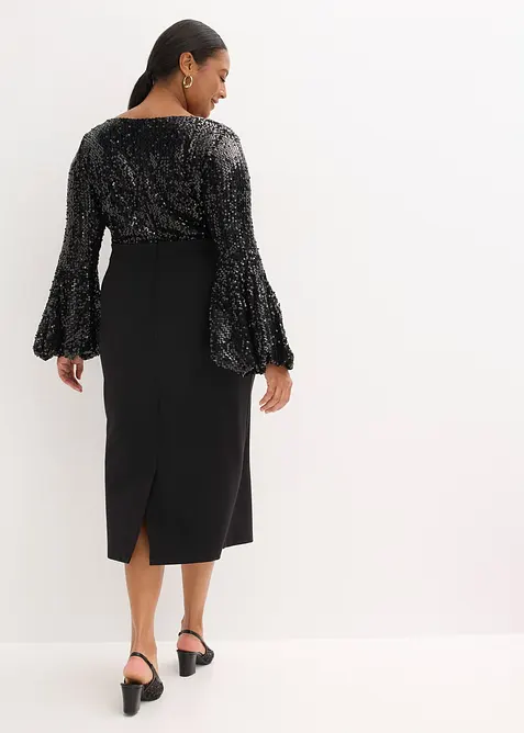 Abito midi con paillettes, bonprix