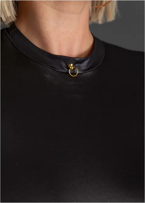 Body con perizoma ouvert in look bagnato, bonprix