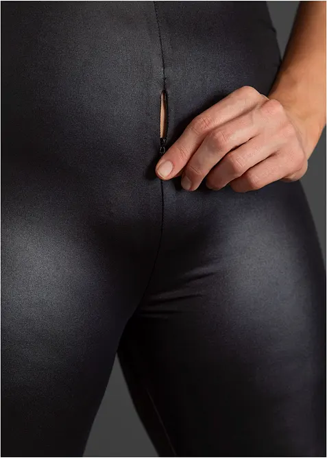 Catsuit ouvert in look bagnato, bonprix