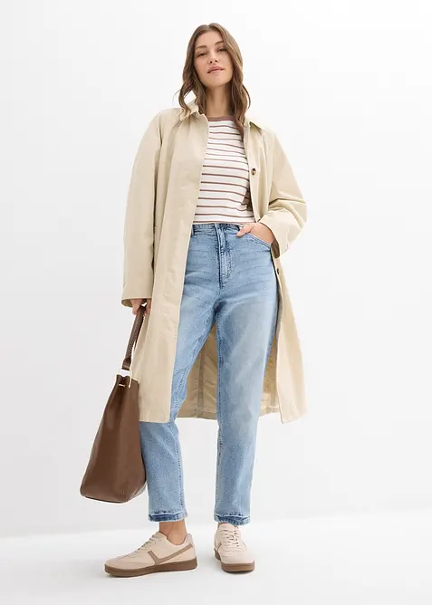 Mom jeans cropped low stretch, vita alta, bonprix