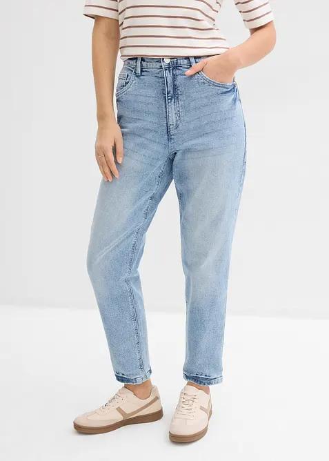 Mom jeans cropped low stretch, vita alta, bonprix