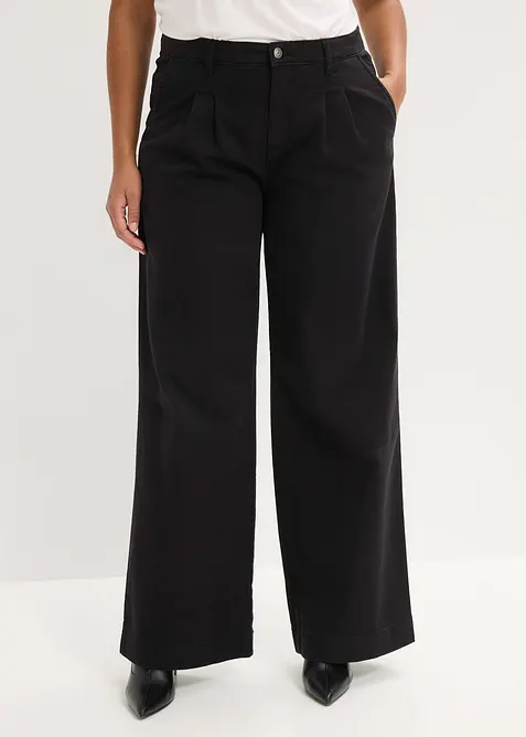 Pantaloni wide leg con pinces e vita comoda, bonprix