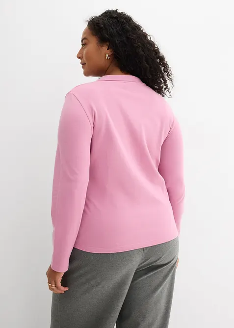 Polo in piquet di puro cotone biologico a maniche lunghe, bonprix