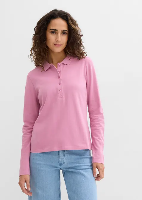 Polo in piquet di puro cotone biologico a maniche lunghe, bonprix