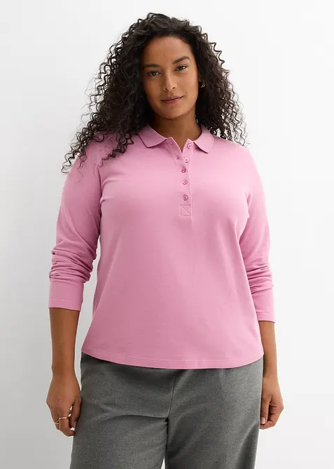 Polo in piquet di puro cotone biologico a maniche lunghe, bonprix