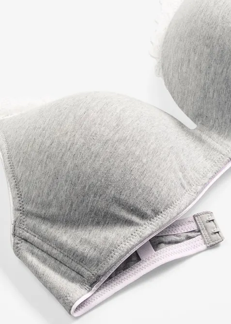 Reggiseno senza ferretto, con coppe preformate, cotone e pizzo, bonprix