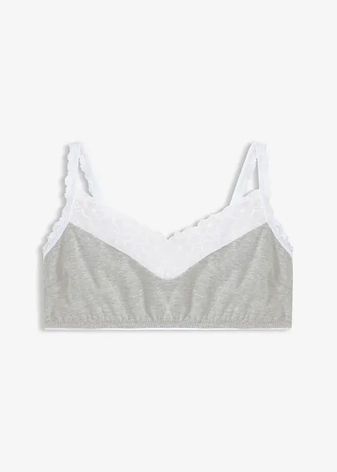 Bralette senza ferretto in cotone e pizzo, bonprix