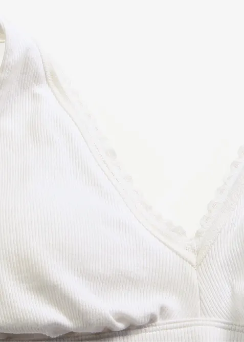 Bralette imbottita senza ferretto in cotone biologico e pizzo, bonprix