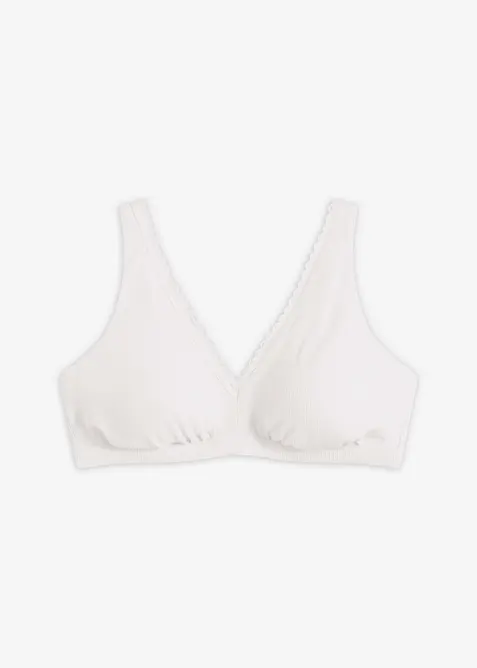 Bralette imbottita senza ferretto in cotone biologico e pizzo, bonprix