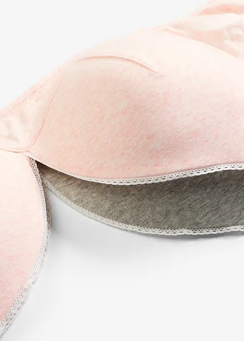 Reggiseno con coppe preformate senza ferretto in cotone biologico e tessuto a coste (pacco da 2), bonprix