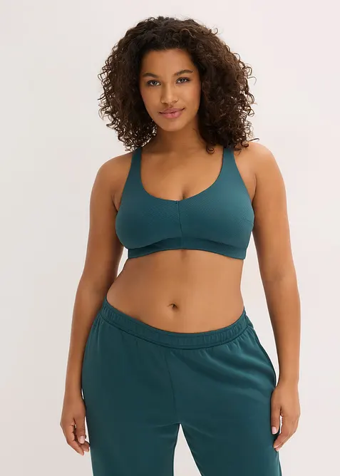 Reggiseno sportivo con leggero sostegno in tessuto a coste, bonprix