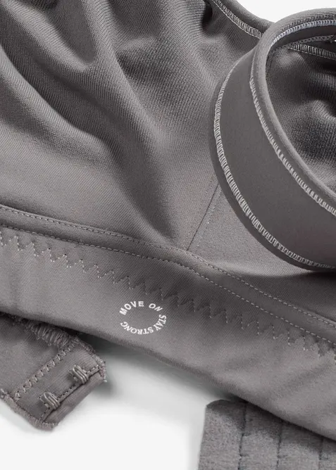 Reggiseno sportivo con sostegno medio in tessuto dalla mano simile al cotone, bonprix