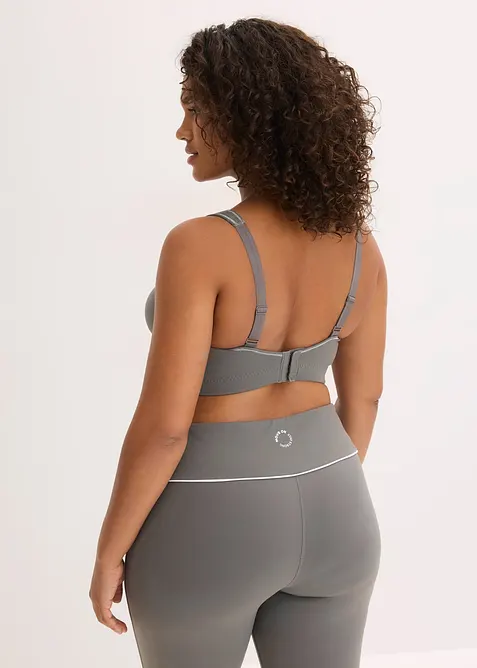 Reggiseno sportivo con sostegno medio in tessuto dalla mano simile al cotone, bonprix